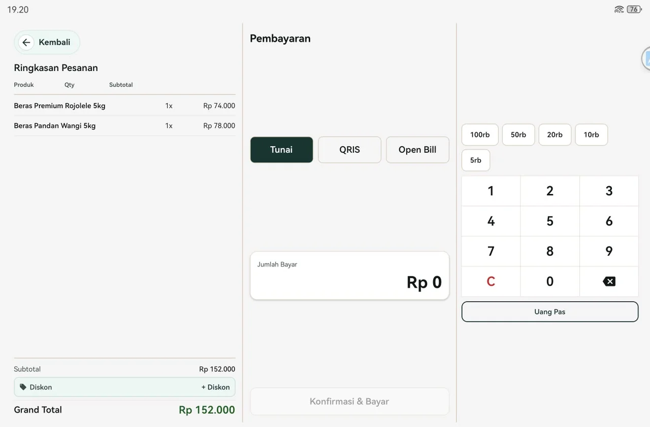 Numpad Cepat & Uang Pas